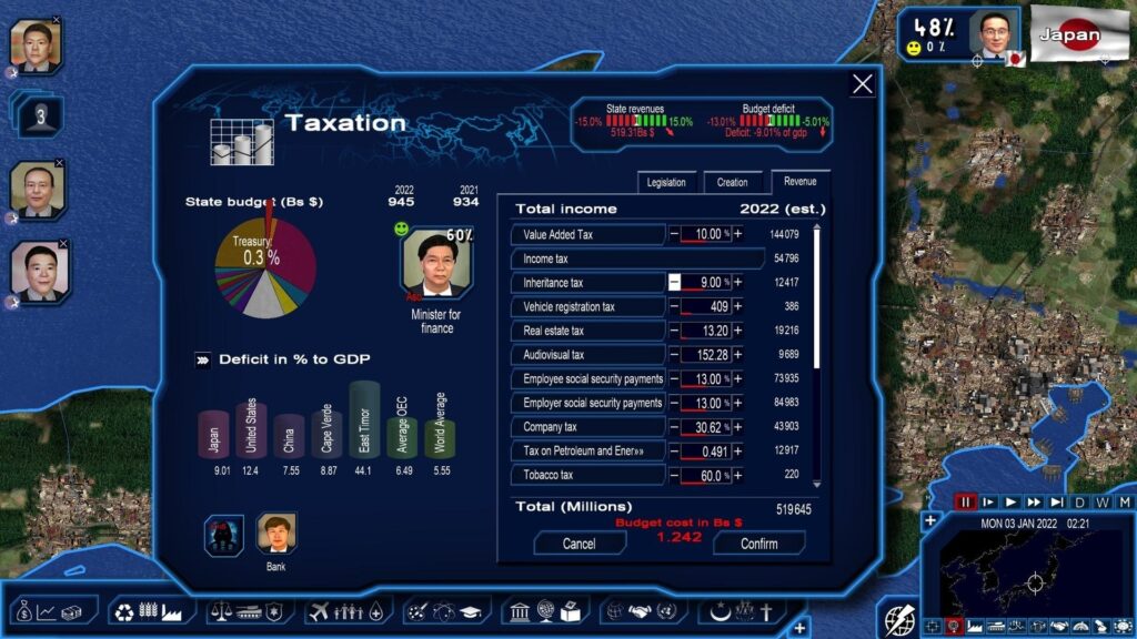 Advanced Simulation Engine: The game uses real-world data and information to provide players with a realistic and engaging experience. The simulation engine covers a wide range of political, economic, and social aspects, including interest groups, political parties, international relations, and media.