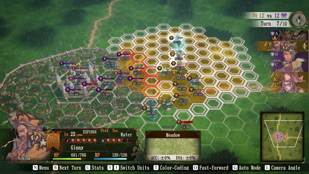 Tactical battles: The game's battles take place on a hexagonal grid and require careful strategy and positioning to outmaneuver and defeat opponents.