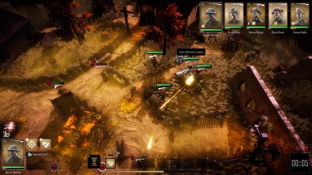 Turn-based combat: The game's combat is turn-based, offering players the ability to strategically move their soldiers and use a variety of weapons and abilities to take down enemies.