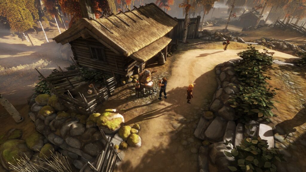 Cooperative gameplay - The game's puzzles and challenges require players to use both brothers' unique abilities in creative ways to overcome obstacles, encouraging cooperation and collaboration between the two characters.
