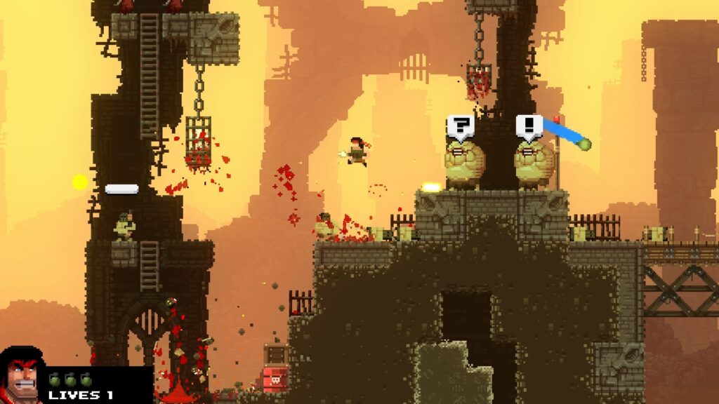 Play as classic action heroes: Broforce features a cast of classic action heroes from movies such as Terminator, Die Hard, and Rambo. Each hero has their own unique abilities and weapons, allowing for a diverse and engaging gameplay experience.
