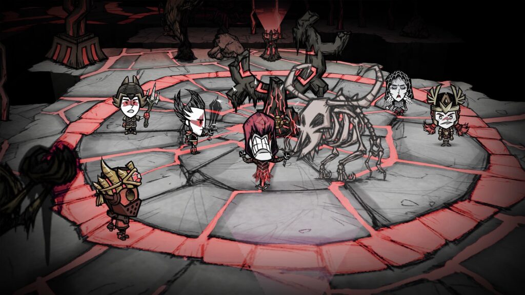 Co-op gameplay: Don't Starve Together is designed to be played with friends, allowing up to six players to work together to survive and thrive in the game's harsh environment.
