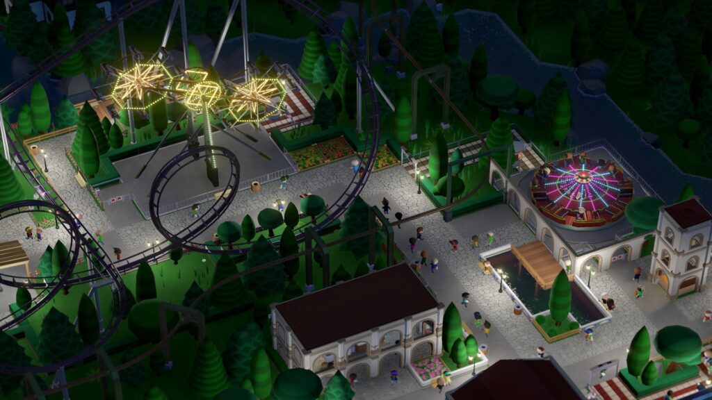 Over 100 Rides and Attractions: In addition to coasters, Parkitect offers over 100 rides and attractions, including ferris wheels, water slides, and more.